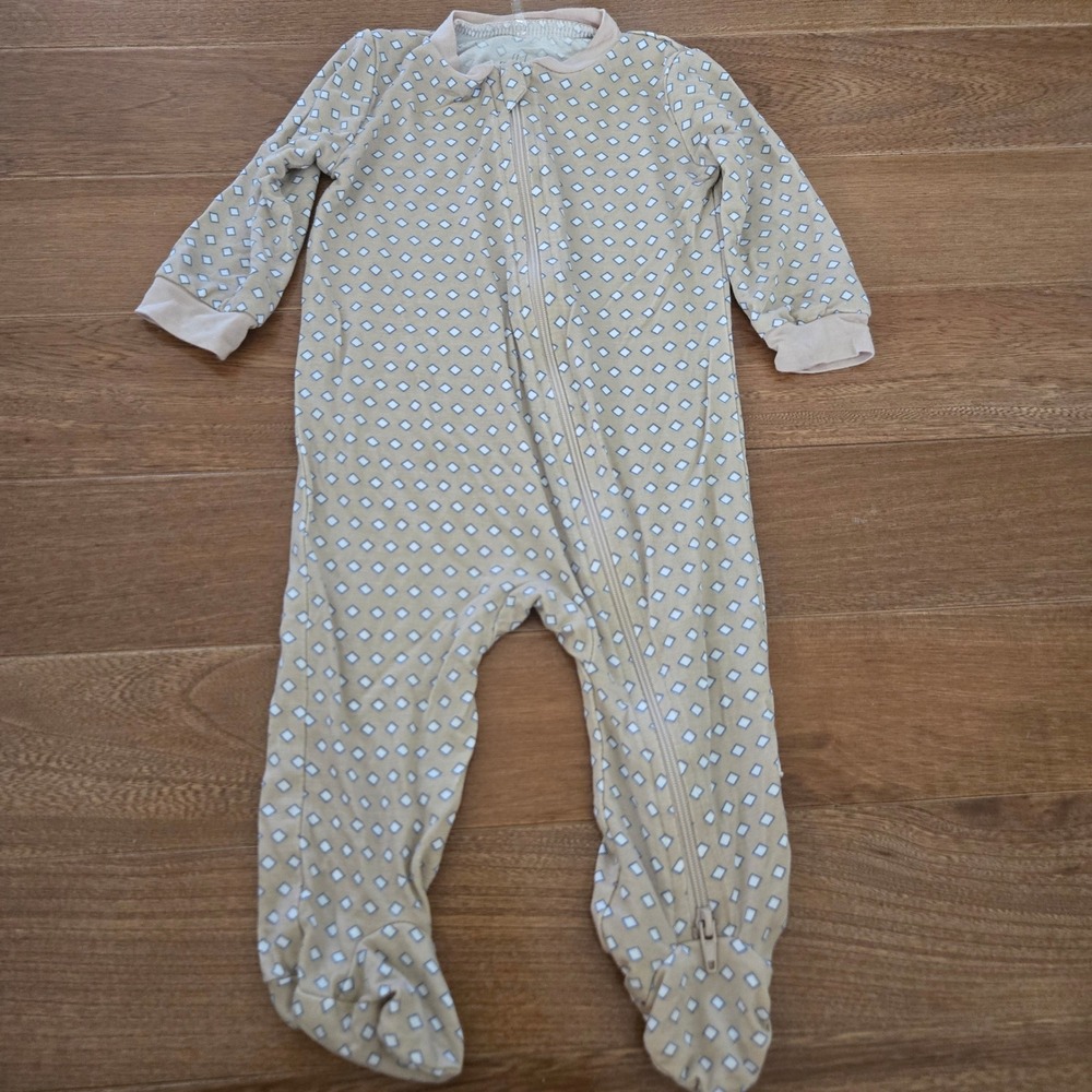Milkberry Tan Diamond Bamboo Viscose Two Way Zip Footie Sleeper 0-3M